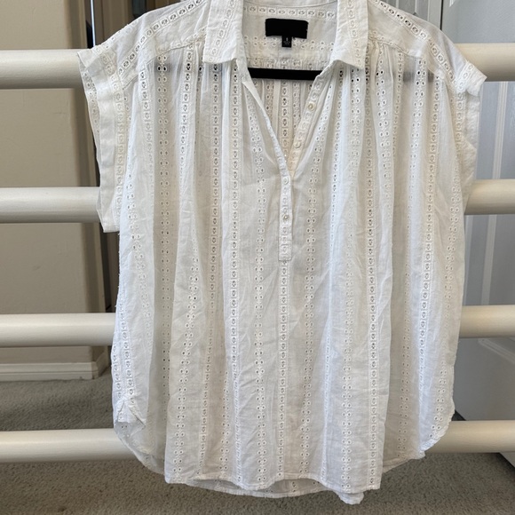 Nili Lotan Chantal White Eyelet Oversized Blouse SZ S - Picture 4 of 8